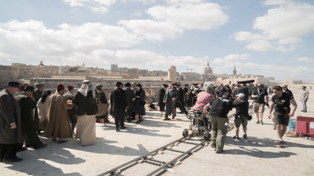 On the set of Twentieth Century Fox's "Murder on the Orient Express."