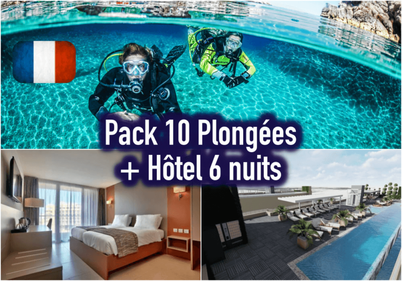 10 plongées + Hôtel 6 nuits (à partir de 2 personnes)